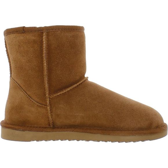 Fireside by Dearfoams Womens Tan Suede Slip On Winter & Snow Boots Shoes NWT - Picture 2 of 3